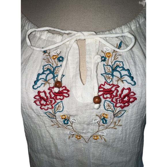 Vintage Ralsey White Embroidered Peasant Blouse Boho Long Sleeve Top Size M - Picture 7 of 9